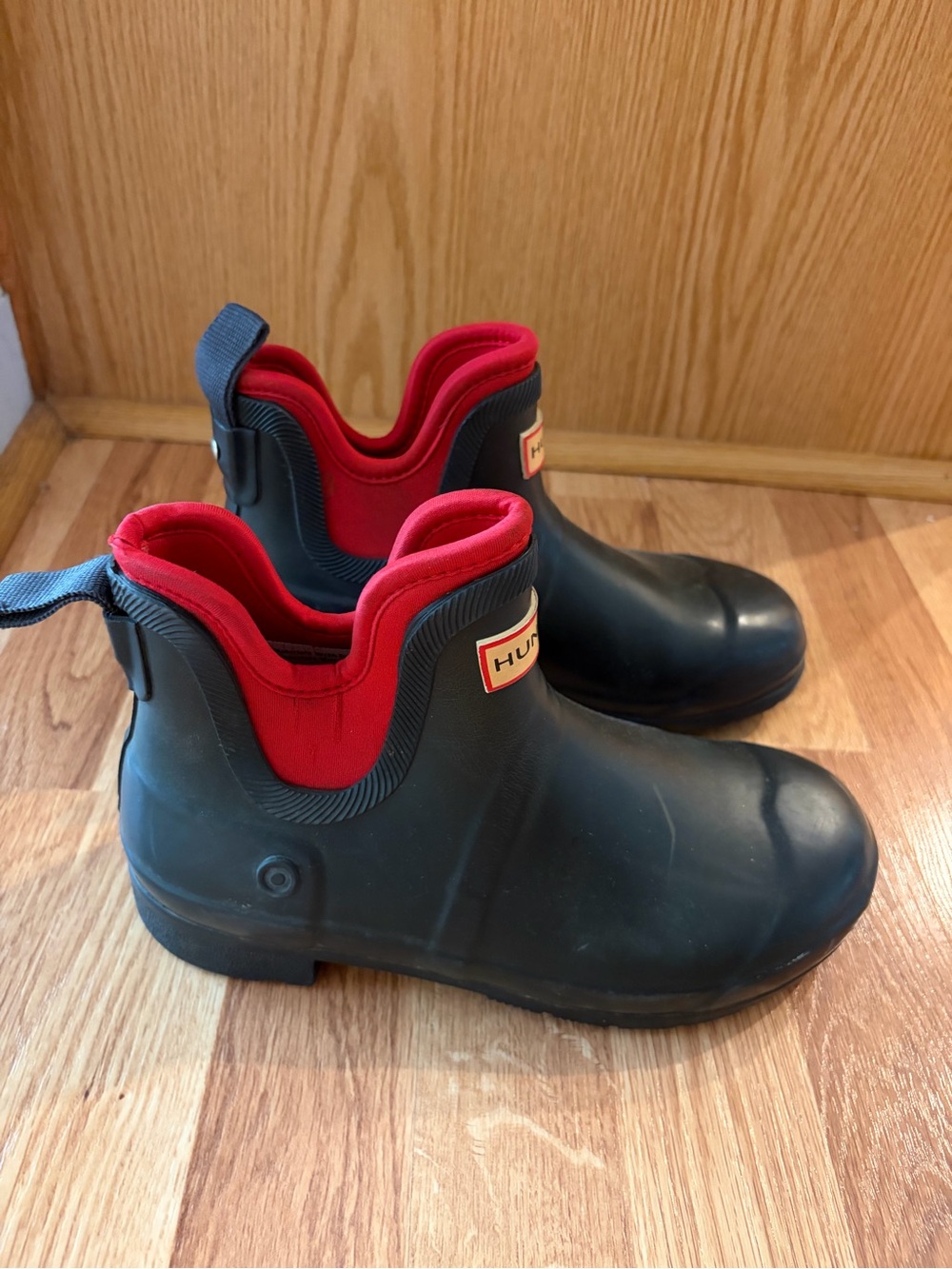 Hunter Play Navy Red Waterproof Chelsea Rain Wellies Boots 7 - Picture 4 of 7